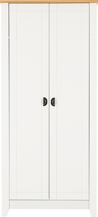 Ludlow 2 Door Wardrobe In White/Oak Lacquer